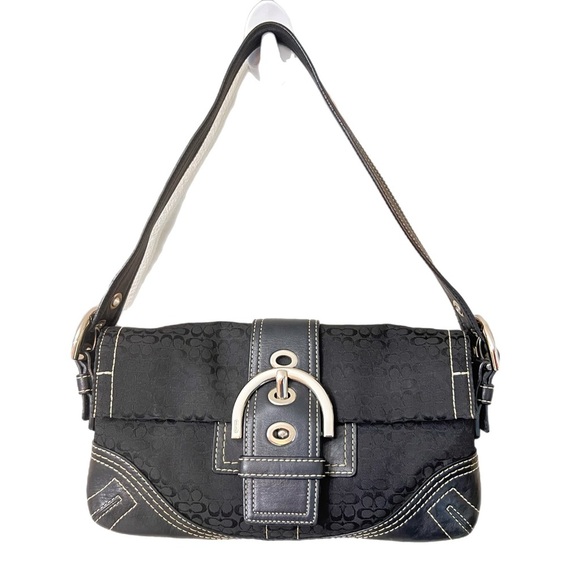Vintage Coach Soho Black Signature C Pattern Canvas Y2K Hobo Bag F05Q-3628 - Picture 1 of 11